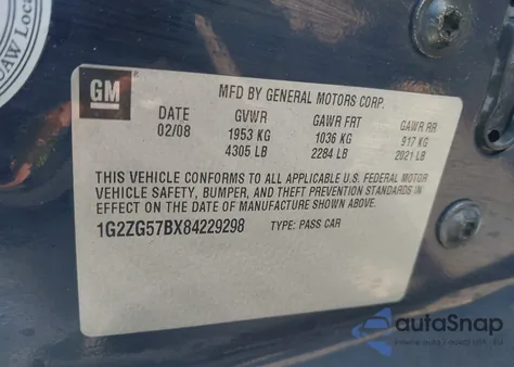 2008 Pontiac G6 from USA, damaged, VIN 1G2ZG57BX84229298
